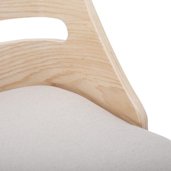 Trevi Natural Wood Cream Mid Century Modern Dining Chairs 12