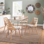 Trevi Natural Wood Cream Mid-Century Modern Dining Chairs 20 Trevi Natural Wood Cream Mid-Century Modern Dining Chairs