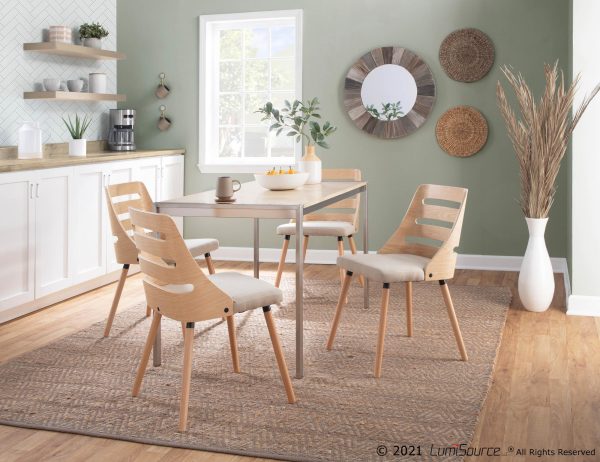 Trevi Natural Wood Cream Mid Century Modern Dining Chairs 3