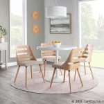Trevi Natural Wood Cream Mid-Century Modern Dining Chairs 21 Trevi Natural Wood Cream Mid-Century Modern Dining Chairs