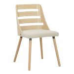 Trevi Natural Wood Cream Mid-Century Modern Dining Chairs 23 Trevi Natural Wood Cream Mid-Century Modern Dining Chairs