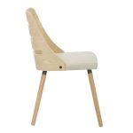 Trevi Natural Wood Cream Mid-Century Modern Dining Chairs 24 Trevi Natural Wood Cream Mid-Century Modern Dining Chairs