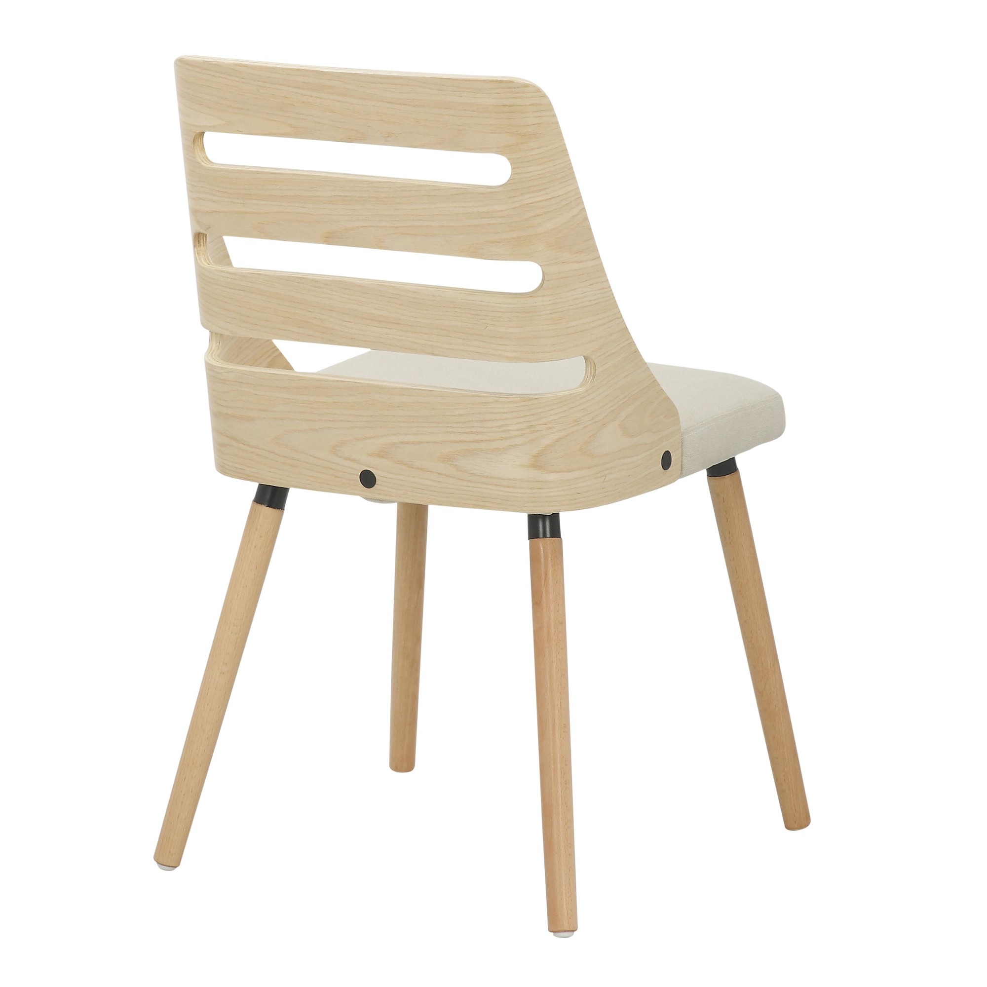 Trevi Natural Wood Cream Mid-Century Modern Dining Chairs 9 Trevi Natural Wood Cream Mid-Century Modern Dining Chairs - Image 9