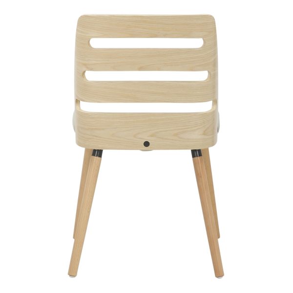 Trevi Natural Wood Cream Mid Century Modern Dining Chairs 9