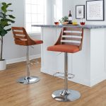 Trevi Orange Mid-Century Modern Adjustable Swivel Barstools (Set of 2) 15 Trevi Orange Mid-Century Modern Adjustable Swivel Barstools (Set of 2)
