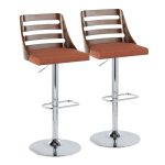 Trevi Orange Mid-Century Modern Adjustable Swivel Barstools (Set of 2) 16 Trevi Orange Mid-Century Modern Adjustable Swivel Barstools (Set of 2)
