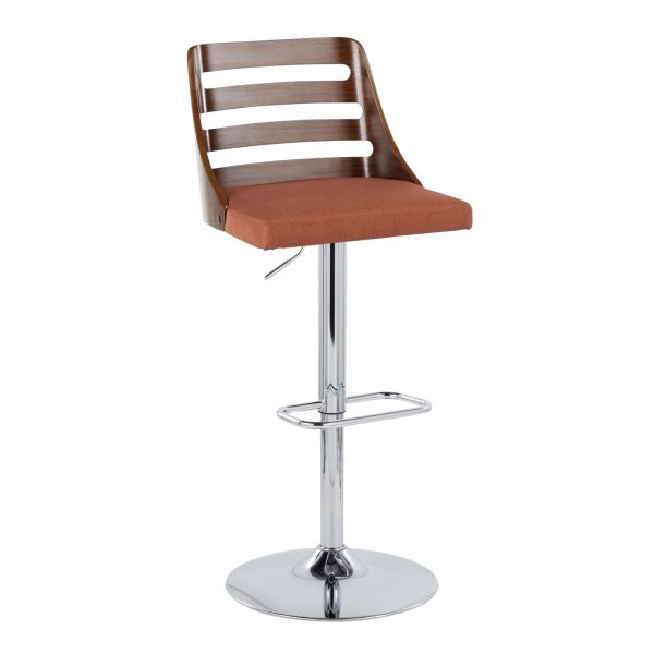 Trevi Orange Mid Century Modern Adjustable Swivel Barstools Set of 2 5