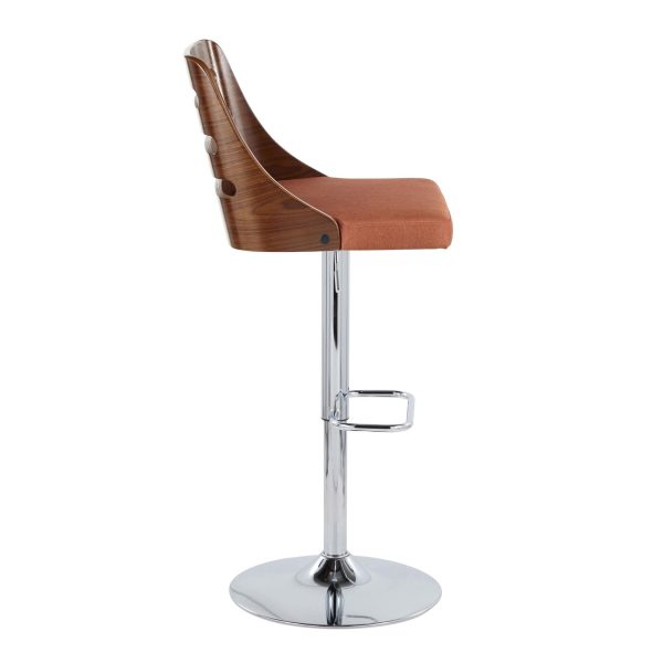 Trevi Orange Mid Century Modern Adjustable Swivel Barstools Set of 2 6