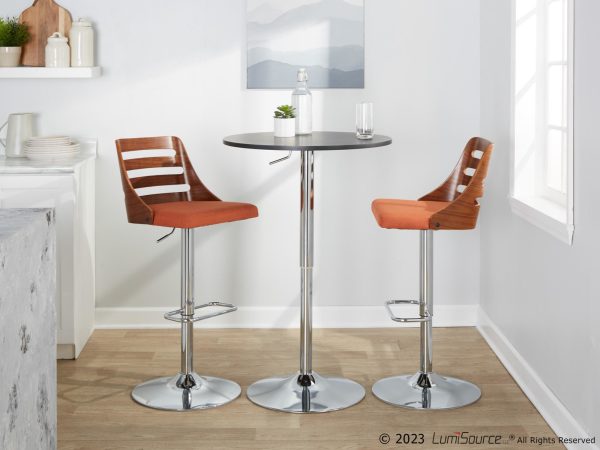 Trevi Orange Mid Century Modern Adjustable Swivel Barstools Set of 2