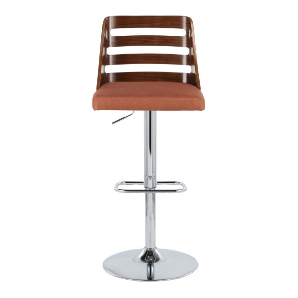 Trevi Orange Mid Century Modern Adjustable Swivel Barstools Set of 2 9