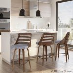 Trevi Walnut Wood Grey Fabric Mid-Century Modern Counter Stools (Set of 2) 14 Trevi Walnut Wood Grey Fabric Mid-Century Modern Counter Stools (Set of 2)