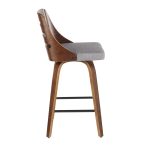 Trevi Walnut Wood Grey Fabric Mid-Century Modern Counter Stools (Set of 2) 17 Trevi Walnut Wood Grey Fabric Mid-Century Modern Counter Stools (Set of 2)