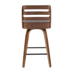 Trevi Walnut Wood Grey Fabric Mid-Century Modern Counter Stools (Set of 2) 19 Trevi Walnut Wood Grey Fabric Mid-Century Modern Counter Stools (Set of 2)