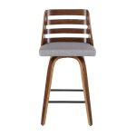 Trevi Walnut Wood Grey Fabric Mid-Century Modern Counter Stools (Set of 2) 20 Trevi Walnut Wood Grey Fabric Mid-Century Modern Counter Stools (Set of 2)
