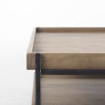Trey 48x46 Rectangular Brown Solid Wood Top Table Black Metal Frame Two-Tier Coffee Table