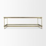 Trey 56.0L x 32.0W x 17.0H Gold Metal W/Glass Coffee table