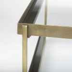 Trey 56.0L x 32.0W x 17.0H Gold Metal W/Glass Coffee table