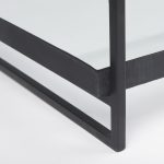 Trey 56"L x 32"W x 17"H Black Metal W/Glass Coffee Table