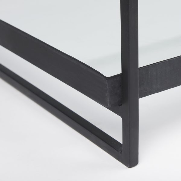 Trey 56L x 32W x 17H Black Metal WGlass Coffee Table 10