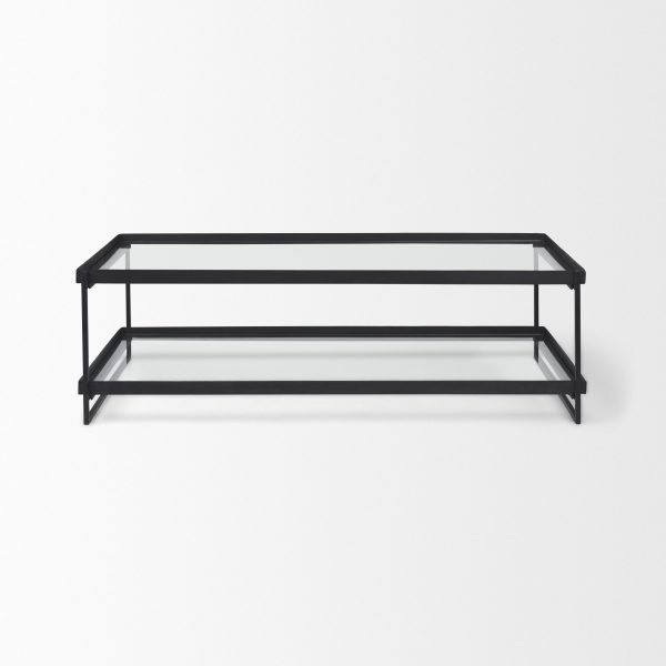 Trey 56L x 32W x 17H Black Metal WGlass Coffee Table 3
