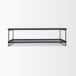 Trey 56"L x 32"W x 17"H Black Metal W/Glass Coffee Table
