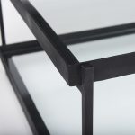 Trey 56"L x 32"W x 17"H Black Metal W/Glass Coffee Table