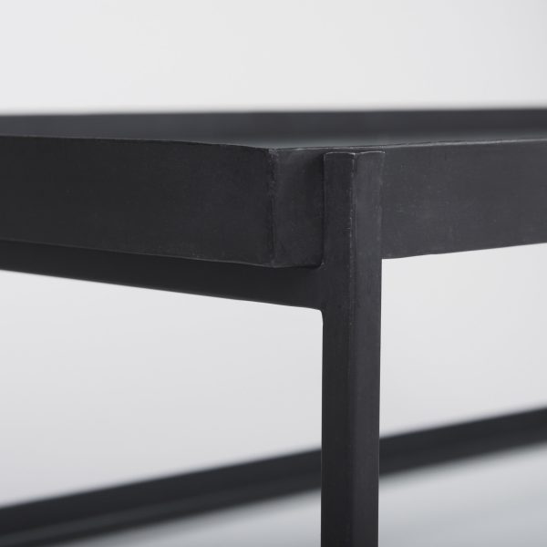 Trey 56L x 32W x 17H Black Metal WGlass Coffee Table 8