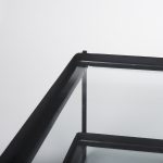 Trey 56"L x 32"W x 17"H Black Metal W/Glass Coffee Table