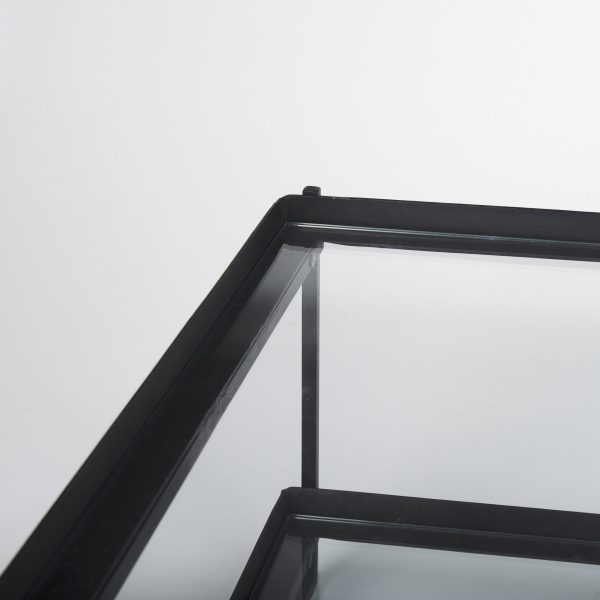 Trey 56L x 32W x 17H Black Metal WGlass Coffee Table 9
