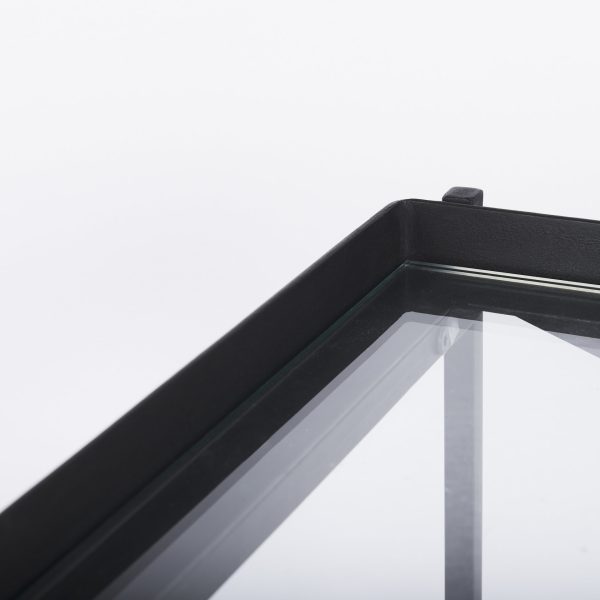Trey 72.0L x 16.0W x 30.0H Black Metal WGlass Console Table 11