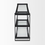 Trey 72.0"L x 16.0"W x 30.0"H Black Metal W/Glass Console Table