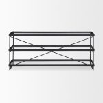 Trey 72.0"L x 16.0"W x 30.0"H Black Metal W/Glass Console Table
