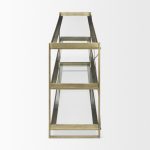 Trey 72.0L x 16.0W x 30.0H Gold Metal W/Glass Console Table