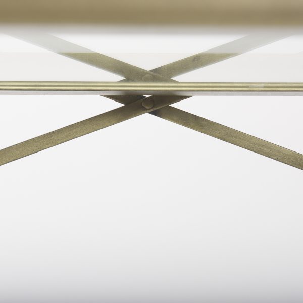Trey 72.0L x 16.0W x 30.0H Gold Metal WGlass Console Table 8
