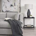 Trey Black Metal W/Glass Accent Table