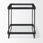 Trey Black Metal W/Glass Accent Table