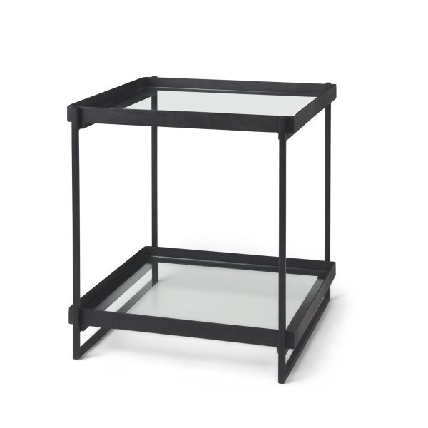 Trey Black Metal WGlass Accent Table