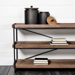 Trey I 80L x 16W Brown Wood and Black Iron Console Table