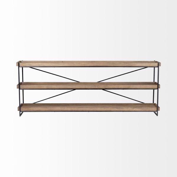 Trey I 80L x 16W Brown Wood and Black Iron Console Table 5