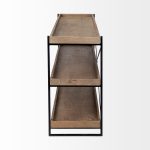 Trey I 80L x 16W Brown Wood and Black Iron Console Table