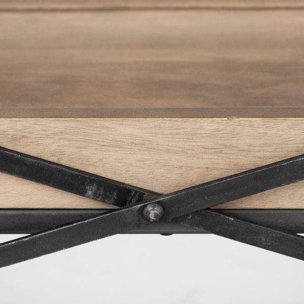 Trey I 80L x 16W Brown Wood and Black Iron Console Table 8