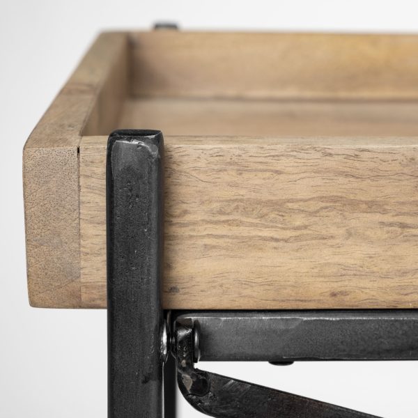 Trey I 80L x 16W Brown Wood and Black Iron Console Table 9