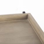 Trey III 20" x 26" Square Medium Brown Wooden Three-Tiered Black Iron Frame End/Side Table