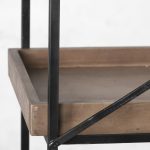 Trey IV 80L x 16W x 87.5H Medium Brown Wood and Iron Five Tray Shelf Shelving Unit