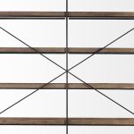 Trey IV 80L x 16W x 87.5H Medium Brown Wood and Iron Five Tray Shelf Shelving Unit