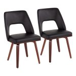 Triad Mid-Century Modern Walnut Bamboo Black Faux Leather Chairs (Set of 2) 12 Triad Mid-Century Modern Walnut Bamboo Black Faux Leather Chairs (Set of 2)