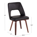 Triad Mid-Century Modern Walnut Bamboo Black Faux Leather Chairs (Set of 2) 19 Triad Mid-Century Modern Walnut Bamboo Black Faux Leather Chairs (Set of 2)