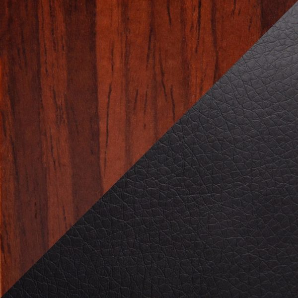Triad Mid Century Modern Walnut Bamboo Black Faux Leather Chairs Set of 2 9