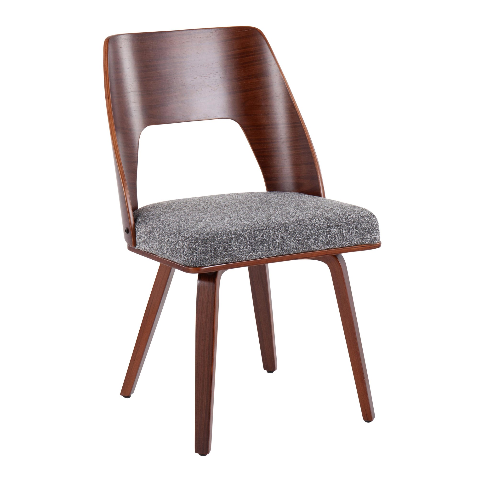 Triad Mid-Century Walnut and Grey Accent Chairs (Set of 2) 4 Triad Mid-Century Walnut and Grey Accent Chairs (Set of 2) - Image 4