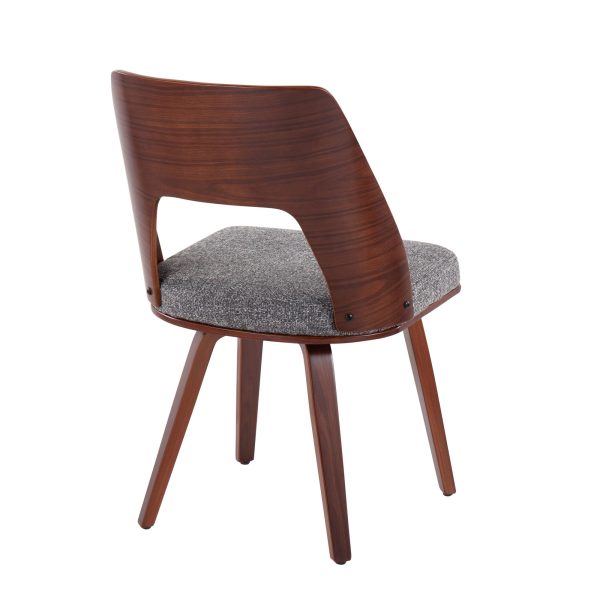 Triad Mid Century Walnut and Grey Accent Chairs Set of 2 5